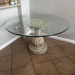 Glass Table With Greek Style Base - Thick glass!