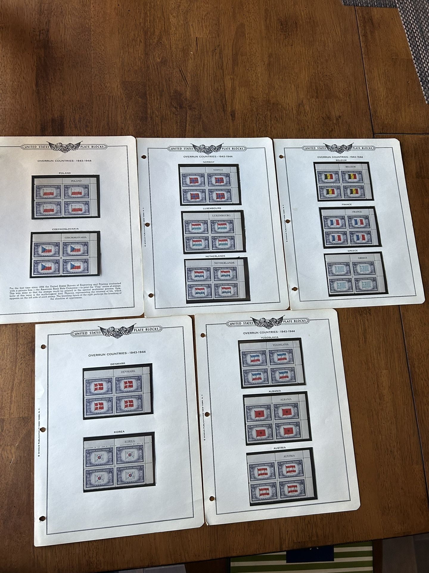 1943-44 Overrun Countries Postage Stamps