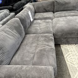 Light Gray XL Corduroy Sofa Sectional Set - FREE DELIVERY PROMO 
