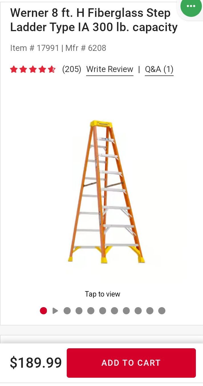 Werner 8 Ft. Fiberglass Ladder.