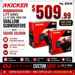 Kicker Solo-Baric Shallow L7T Series L7 Truck Slim Subwoofers 2 x 12" Dual Voice Coil Subwoofers 2400 Watt L7T12 Package 46TL7T124 🚨 Payment Options 
