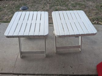 White Plastic Folding Outdoor Side Tables – Set of 2