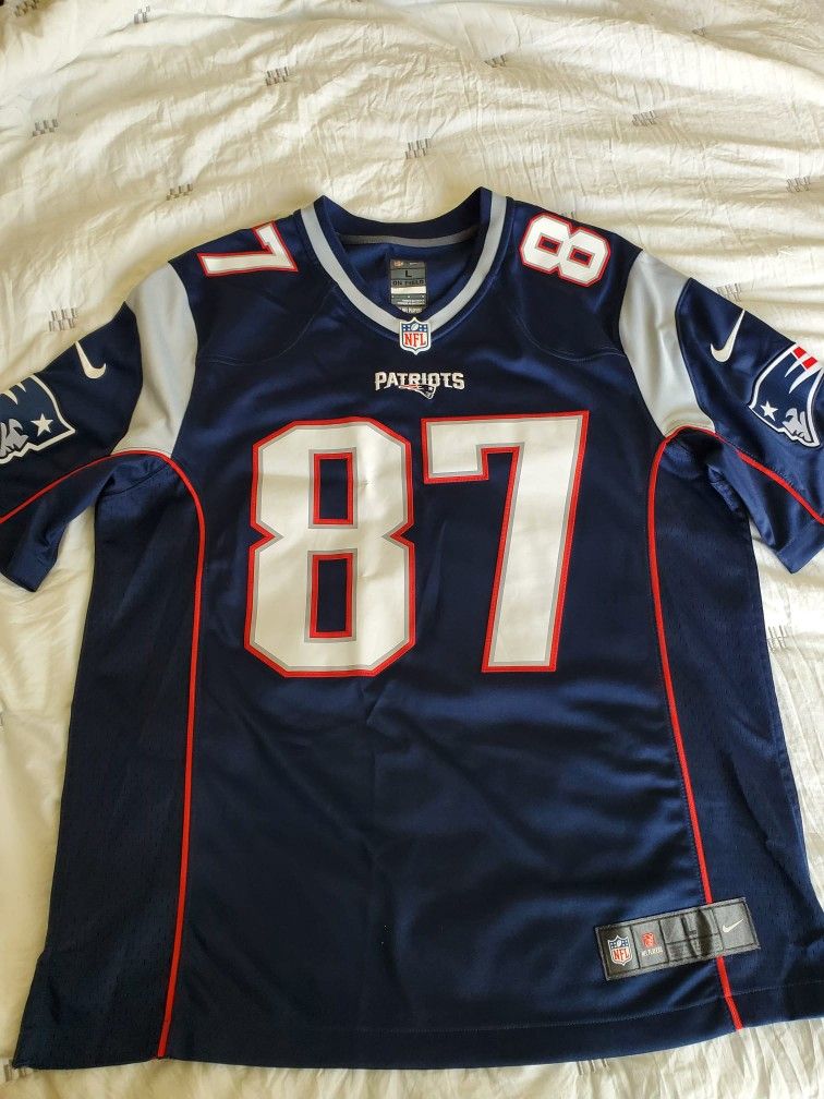 NFL Jersey Navy Blue #87 Gronkowski Patriots' Team, Men's Size Large, Like New Condition