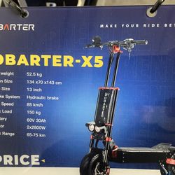 OBARTER X5  Folding Electric Sport Scooter 13 Inch Off Road Tire 2800W X2 Brushless Motor 60V 30AH 