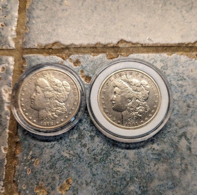 1878 And 1881 Morgan Silver Dollars Pretty