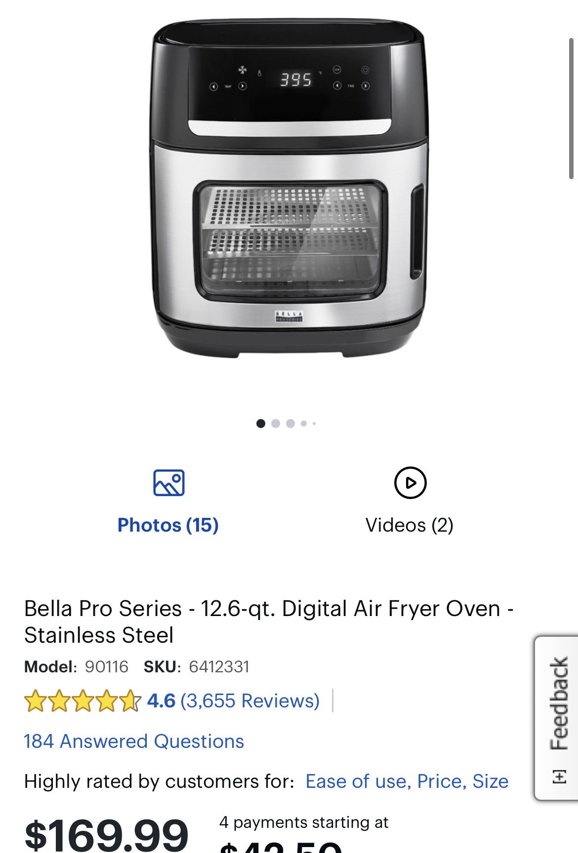 Bella Pro Series Air Fryer for Sale in Reston, VA OfferUp