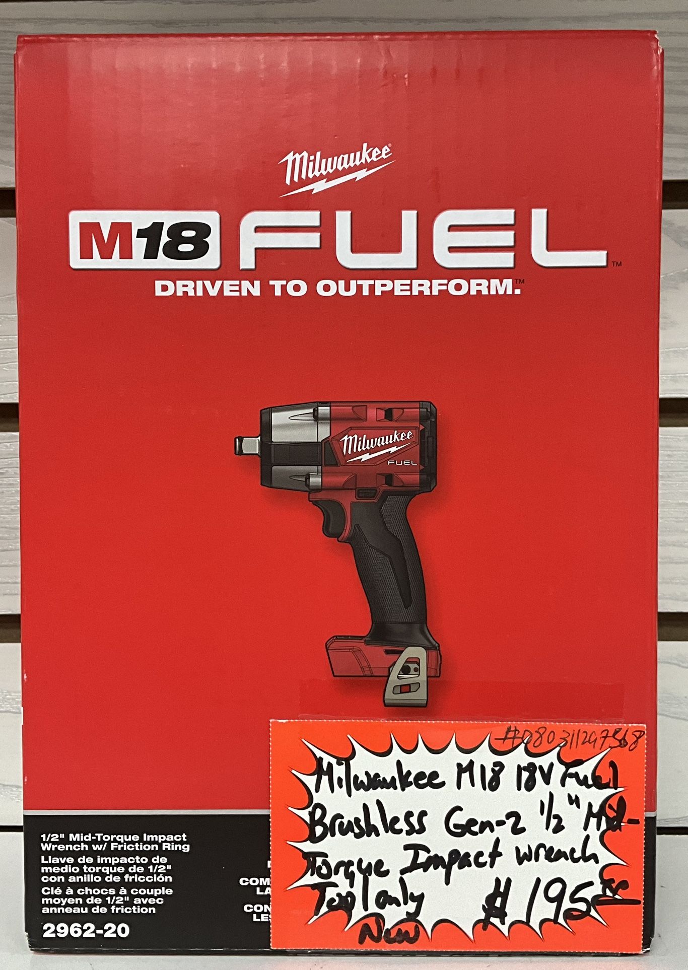 Milwaukee M18 18V Fuel Brushless Gen 2 1/2” Mid Torque Impact Wrench Tool Only New