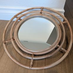 IKEA Buskbo Round Wall Mirror in Rattan