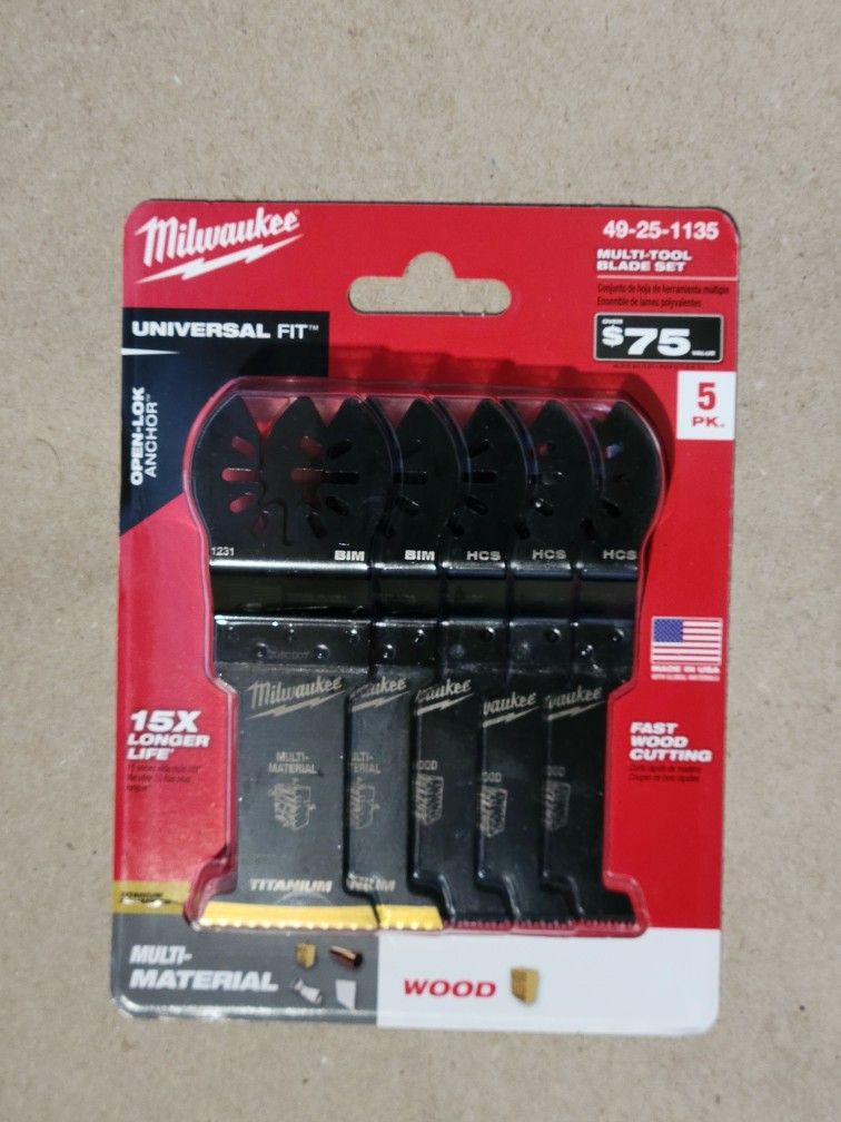 MILWAUKEE Universal Fit Open-LOK 5-Piece Oscillating Multi-Tool Set (49-25-1135)
