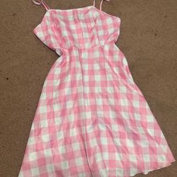 New xl pink checkered country western Barbie dress costume short Halloween 