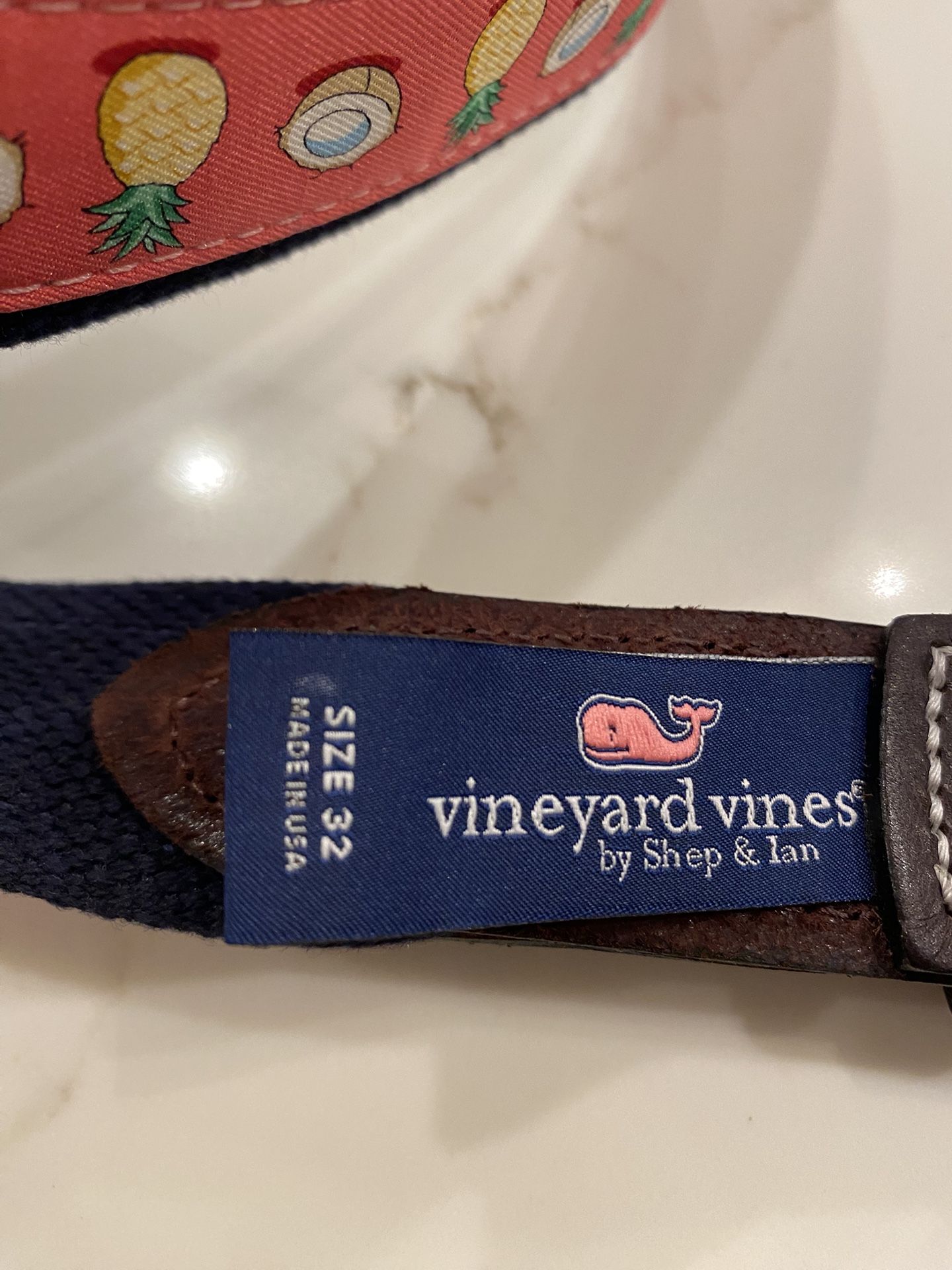 Vineyard Vines Pineapple Coconut Rose Pink Canvas Club Belt SIZE 32