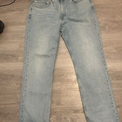 Grey And Blue Levi Jeans