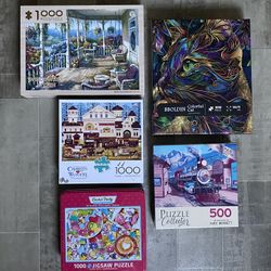 Lot of 5 Jigsaw Puzzles *Read Description 