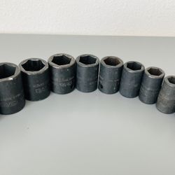 Snap-on 11 pc 1/2" Drive 6-Point SAE Shallow Impact Socket Set (3/8-1")
