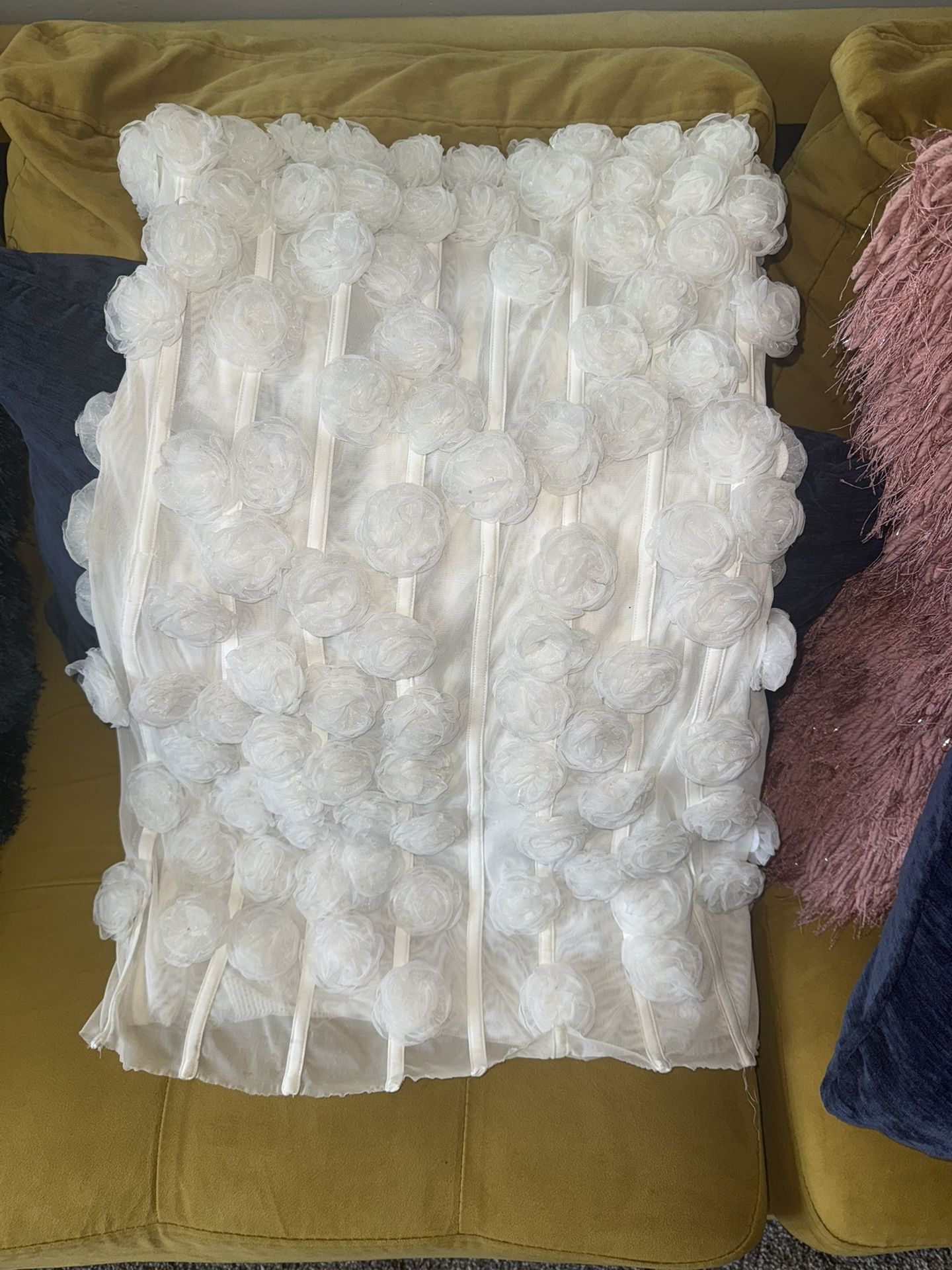 White Rosebud Halter Dress