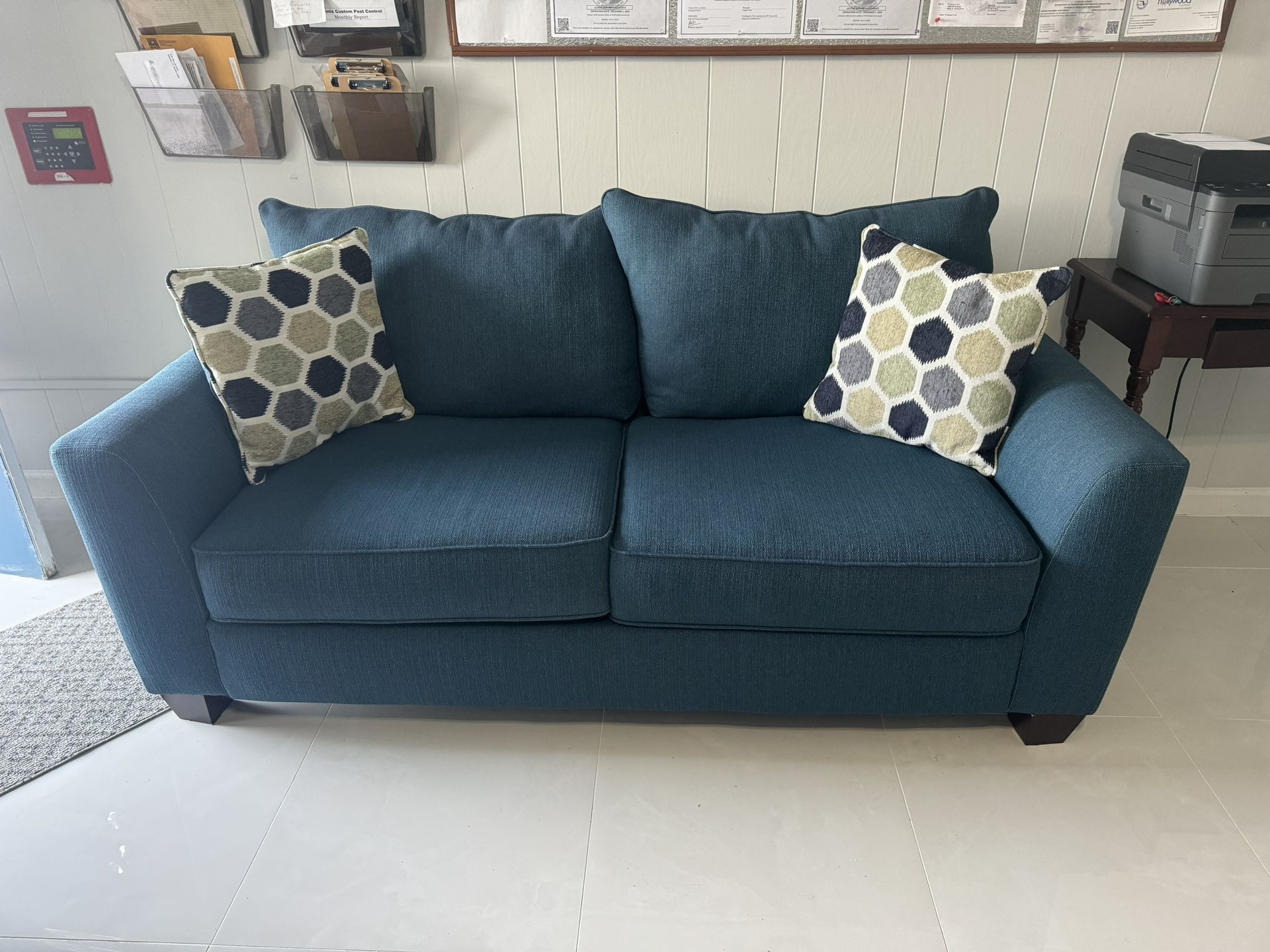 Blue pull out couch