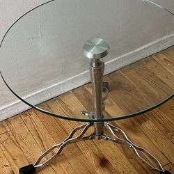 Cute Foldable Glass and Chromo Round Table 