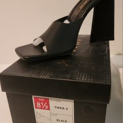 Black Slip-on Heel Size 8 1/2 Please Don't Waste My Time 