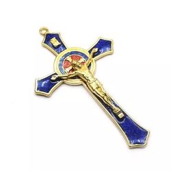 Crucifijo Crucifix Jesus Holy Religious Carved Christ BLUE