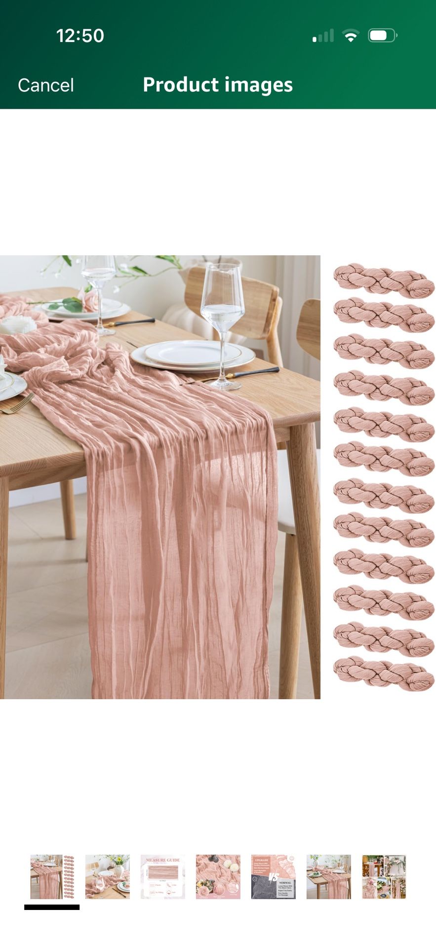 see'm 12pcs Cheesecloth Table Runner 120 Inches Dusty Pink Boho Gauze Cheese Cloth Runner 10FT Rustic Sheer Table Runners for Summer Wedding Baby Show