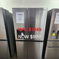 27 Cu. Ft. Side By Side Refrigerator W/Door Cooling And ICE And Water Dispenser 
