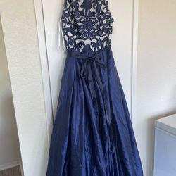 Navy Blue N satin Classic Gown Party Wear