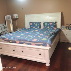 king bed frame with drawer and matress
