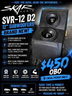 🔥 FOR SALE: NEW Pair of Skar Audio SVR-12 D2 12” Subwoofers 🔥