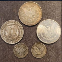 Morgan Dollars, Walking Liberty Quarter And Barber Quarter 