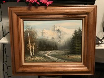 1984 Bowman Canvas Painting (looks like Mt. Rainier)