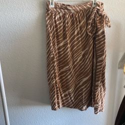 Tan And White Zebra Print Wrap Skirt 