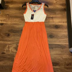 Brand New Woman’s Delicious Los Angeles brand Orange Long Dress Up For Sale 