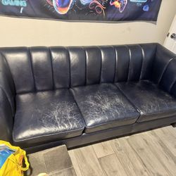 Faux Navy Blue leather Couches