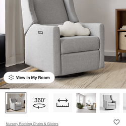 Babyletto Kiwi Grey Electronic Swivel Glider Power Recliner Nursery Chair