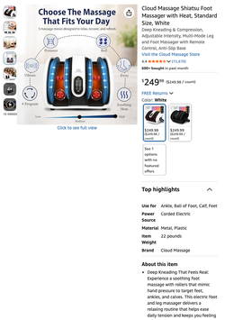 Used Cloud Massage Shiatsu Foot Massager with Heat