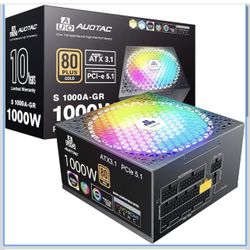 1000W Fully Modular Power Supply, 80+ Gold PSU, ATX 3.1 & PCIe 5.1 Ready, Native Dual-Color 12V-2x6 Cable, RGB Low-Noise Smart Fan, 105°C-Rated Capaci