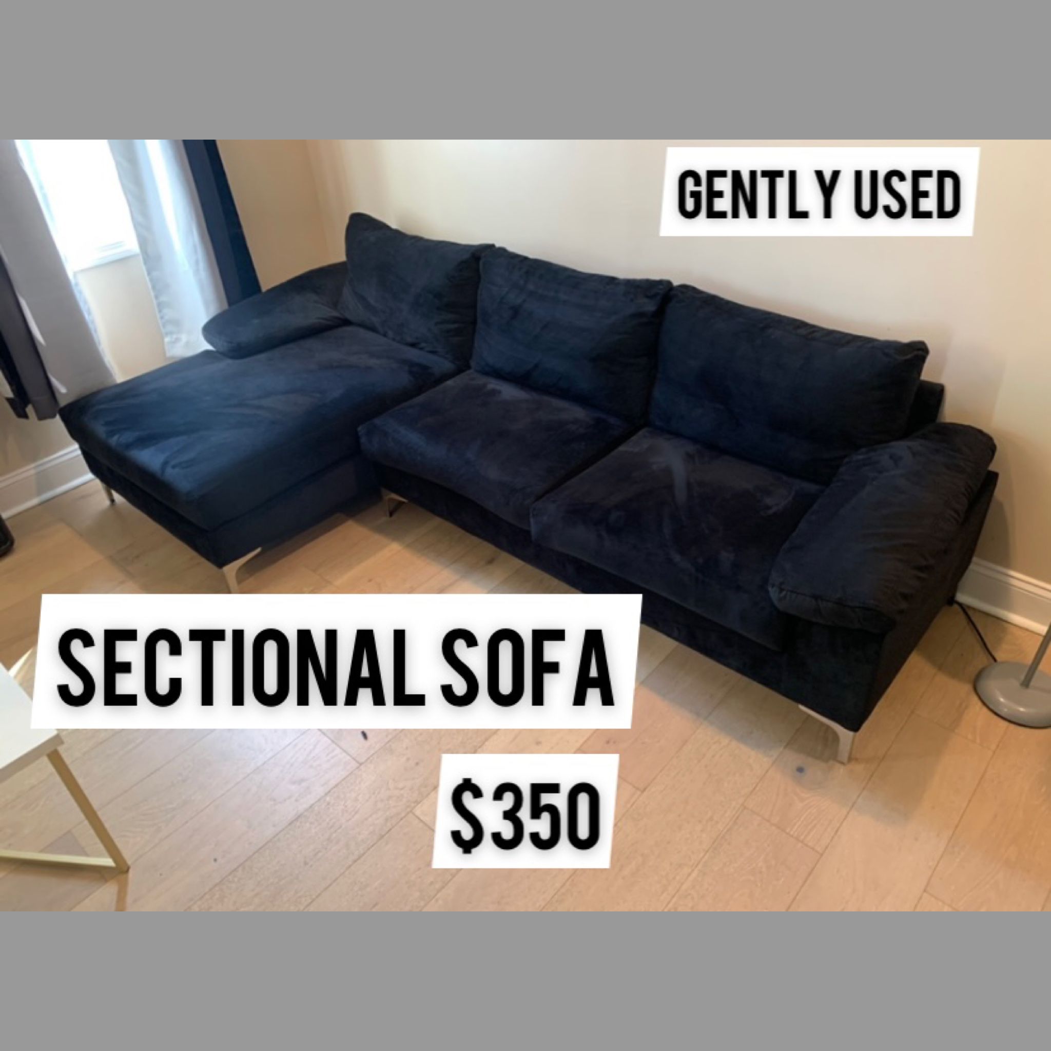 Large Velvet Fabric Sectional Sofa