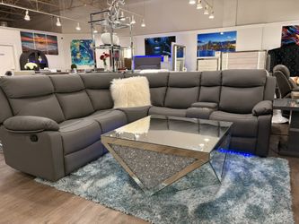 Modern Gray Reclining Sectional (also Available In White & Brown)