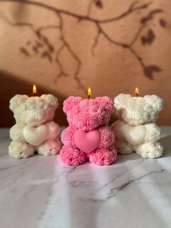 Teddy Bear Rose Candels 