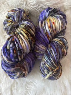 Super Bulky Yarn 98yds- Benita- Purple, gold, yellow, speckles