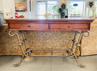Spanish Revival Wrought Iron Console Table