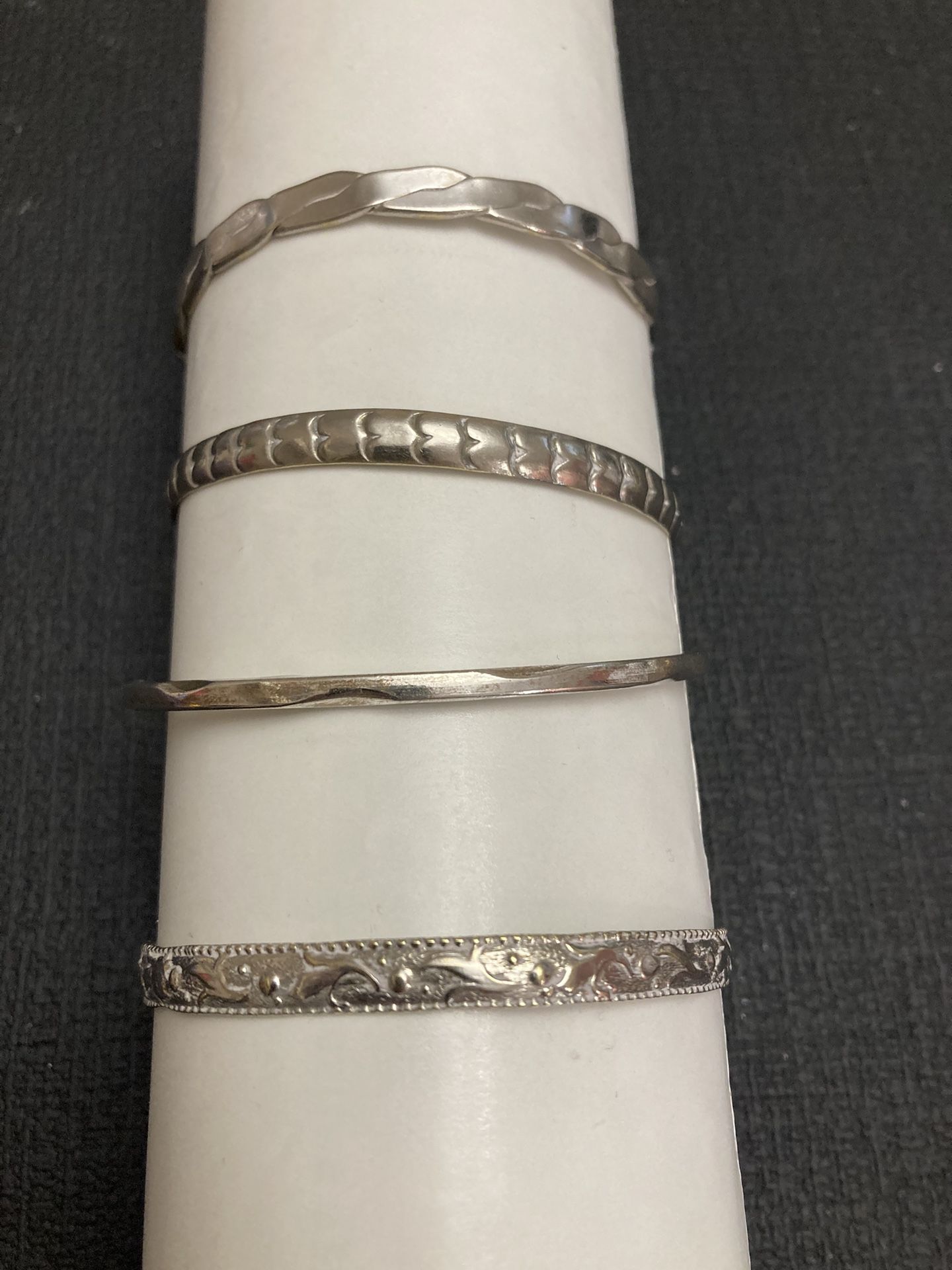 Mexico Bangle Bracelets Silver Tone Vintage