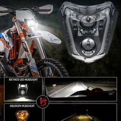 BICYACO Motocross Headlight 66W 3000 Lumens DOT LED with DRL High Low Beam Compatible with Enduro Motorcycle Pit Bike ATV TC FE TE EXC XCW SXF SX 125 