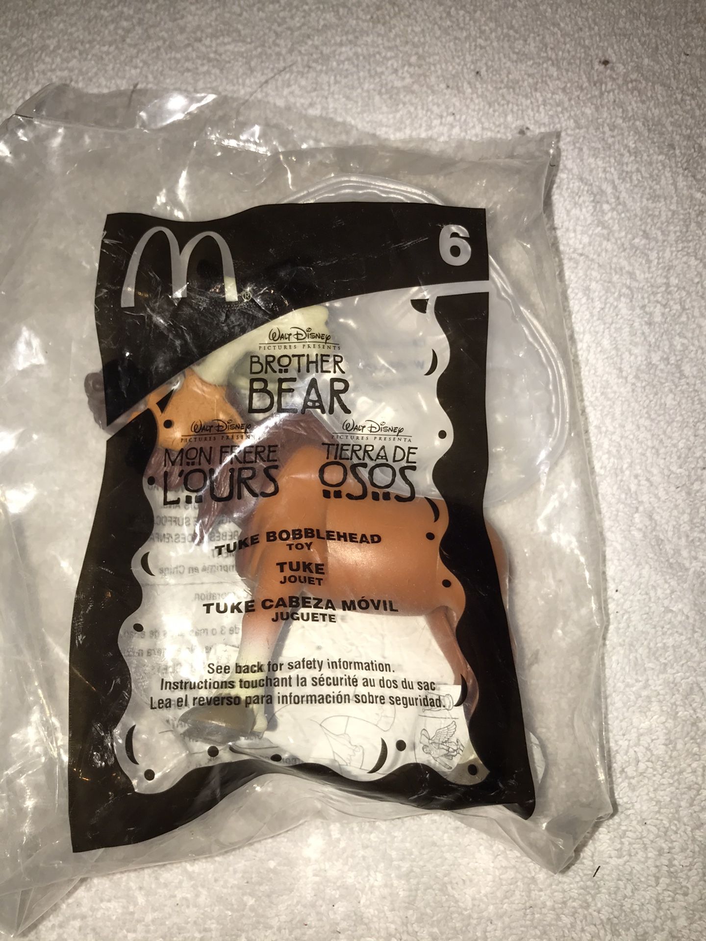 2003 McDonald's Vintage Happy Meal Disney Brother Bear Tuke Bobblehead MIP C10!