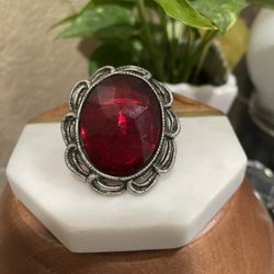 Vintage Red Glass Brooch