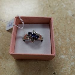 14k White Gold Amethyst And Diamond Ring 