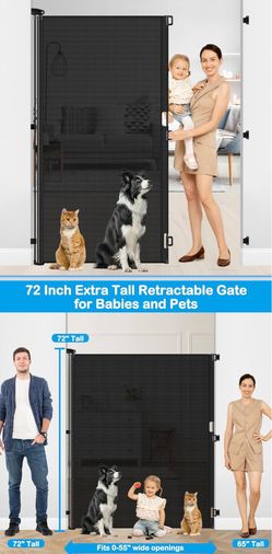72 inch Extra Tall Retractable Gate