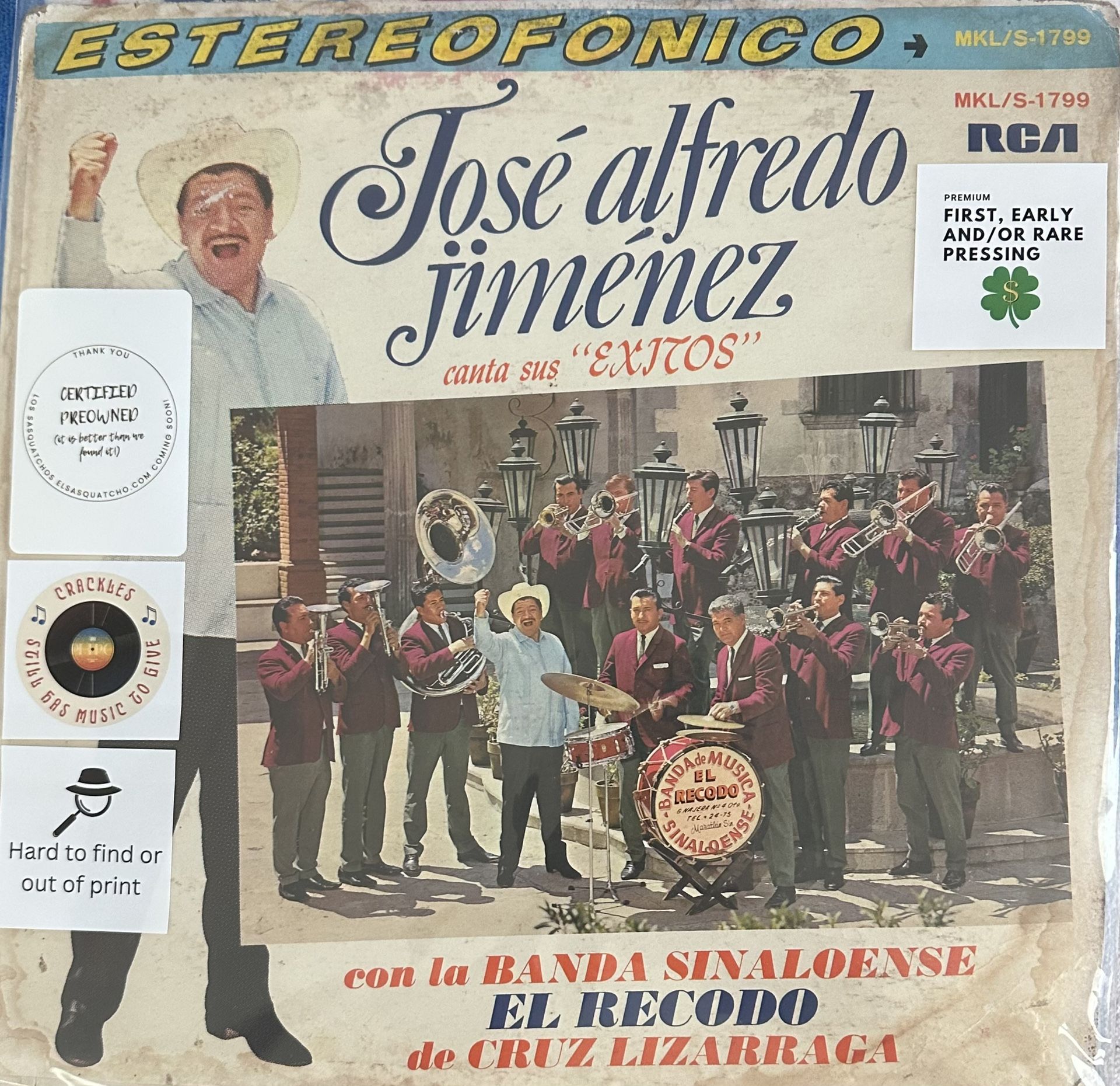 Jose Alfredo Jimenez Con La Banda El Recodo Vinyl Album