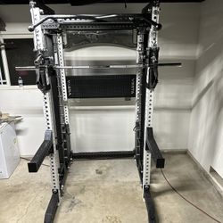 PRO SERIES Ultimate 3-1 Half Rack Functional Trainer w/Smith Machine Bar | 400lb Stack | Gym Equipment | Fitness | Commercial | Squat Rack 