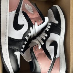 Air Jordan 1 Mid  White/black Rust Pink